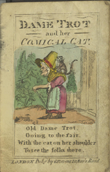 Dame Trot walking with her cat on her shoulder