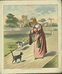 Dame Trot with a cat and a dog