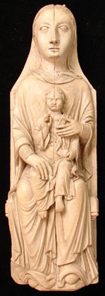 Plaster cast of scupltre of Virgin and Child, closed