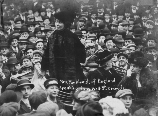 Mrs. Pankhurst of England speaking to a Wall St. crowd