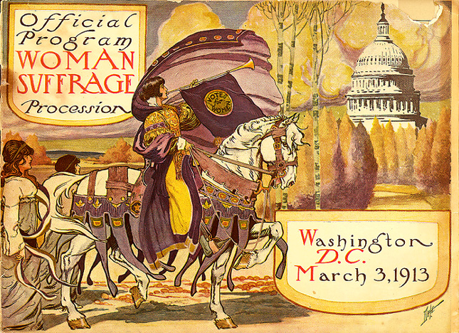 Official Program of the Women's Suffrage Procession - herald on white horse