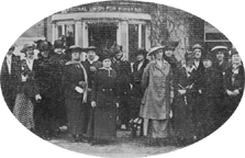 Delegation including Ella Riegel.  "Suffragist", April 15, 1916. Bryn Mawr College Library