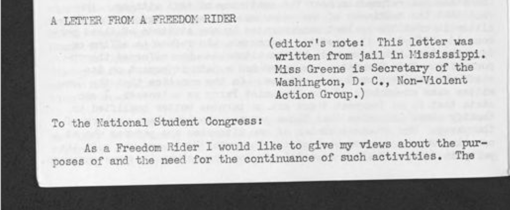 Letter From a Freedom Rider