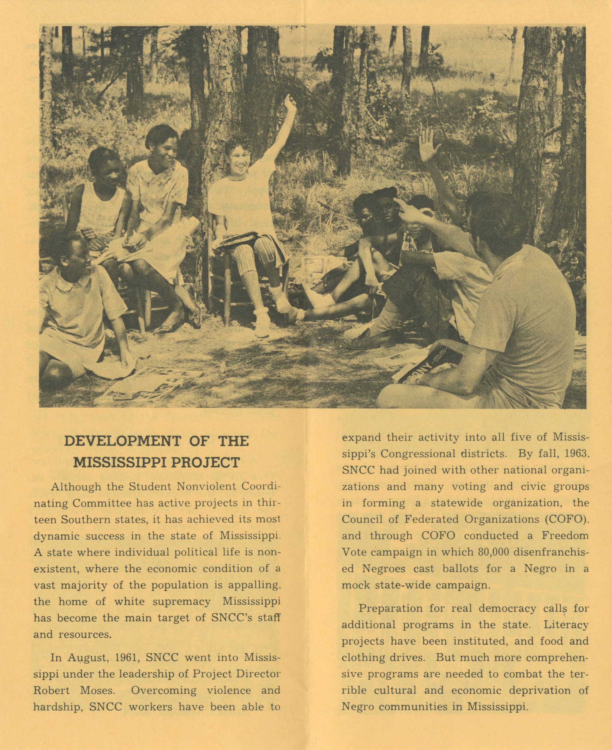 Page 2 of the Mississippi Freedom Project Pamphlet